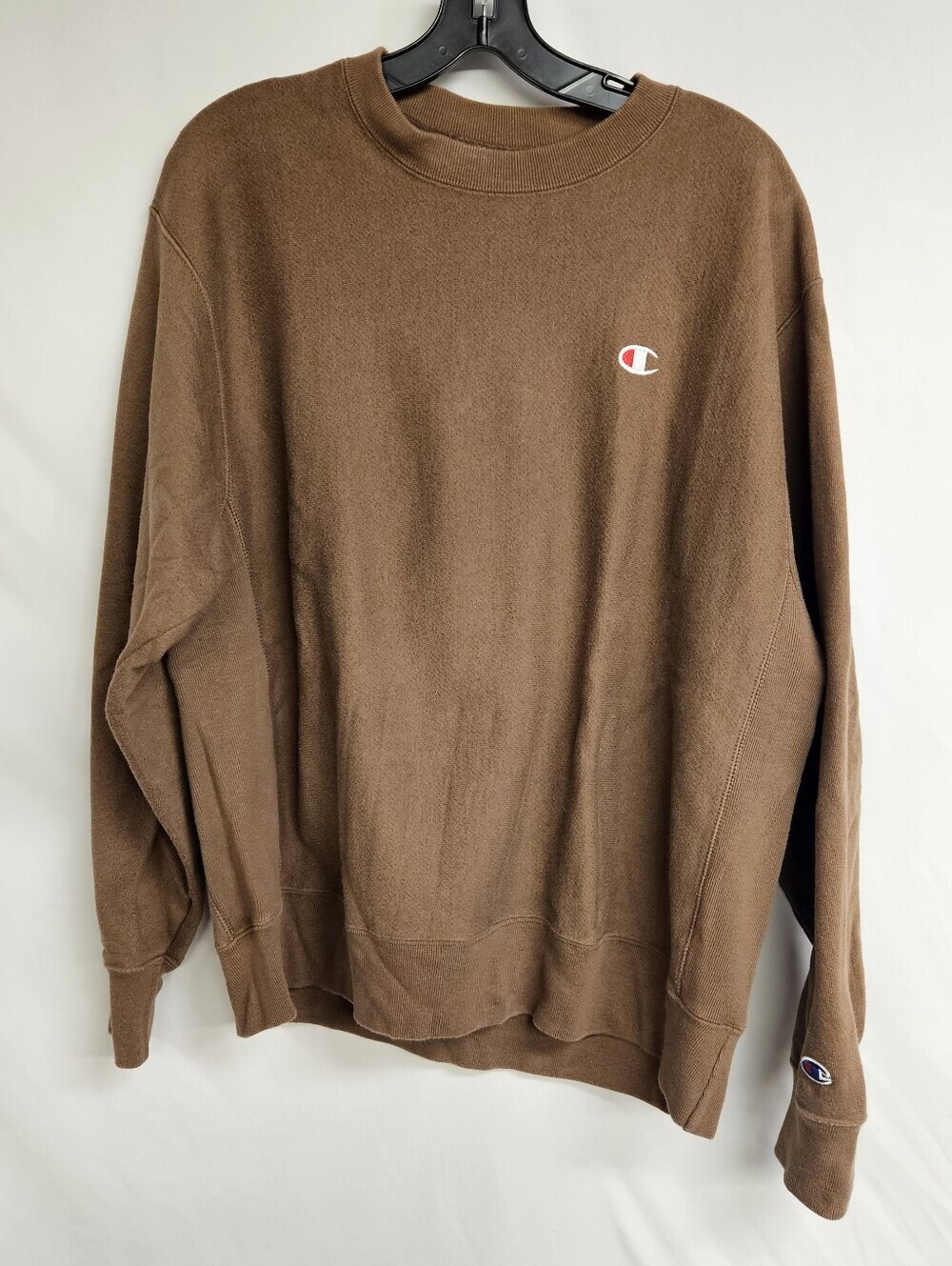 Champion Reverse Weave Brown Crew Neck Sweatshirt Logo Heavyweight Men's Large